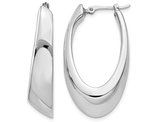14K White Gold Polished Tapered Slanted Hoop Earrings (1.15 Inches)